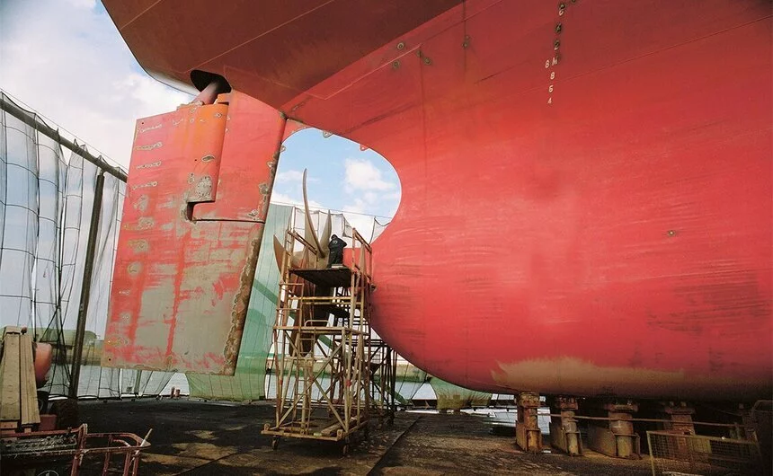 Ship under repair