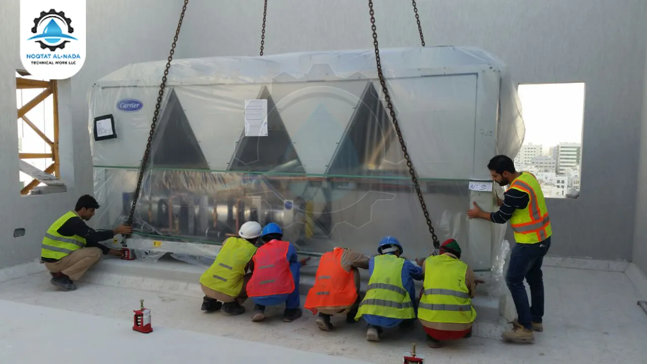 Workers installing Air condition unit(s)