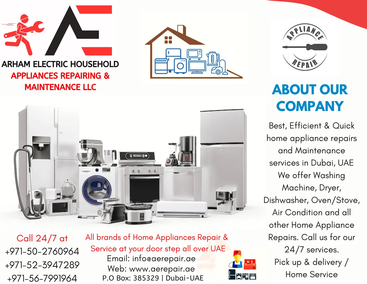 Arham Electric Household Appliances Repairing & Maintenance Co. L.L.C Banner